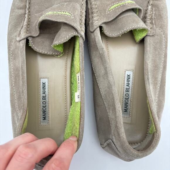 Manolo Blahnik Roadster Suede Driving Loafers Slip On Shoes Men's 44 - Picture 9 of 12